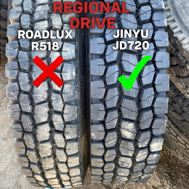 SEMI TIRES, SEE THE DIFFERENCE WITH JINYU OVER ROADLUX LONGMARCH dans Camions lourds  à Prince George - Image 3