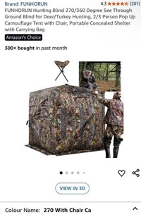 360⁰ See Through Ground Hunting Tent with Chair Kitchener / Waterloo Kitchener Area Preview