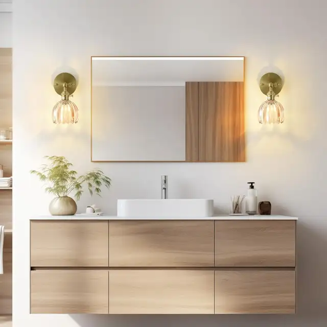 Vintage Wall Sconces with Amber Tulip Glass Lampshade in Indoor Lighting & Fans in City of Toronto - Image 7