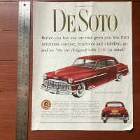 Vintage 1949 De Soto Original Print Magazine Advertisement
