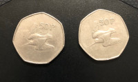 Irish Coins 50 P 1970 and 1979