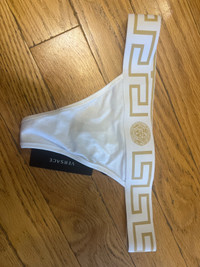Brand New Versace Medusa White and Gold Thong Underwear