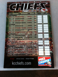 Kansas City Chiefs 2001 Season Magnet Schedule
