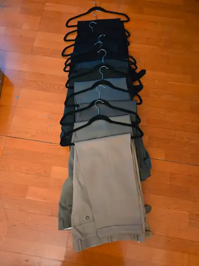 Mens Dress Pants from Tip Tops and Moores Clothing 8 pairs - colors ranging from black, navy blue, d...