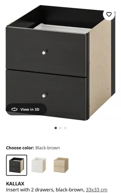 Free Delivery! KALLAX shelf Insert w 2 drawers, black, IKEA, View more