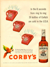 1958 full-page magazine ad for Corby’s Reserve Blended Whiskey