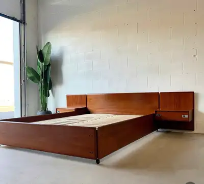MCM teak queen bed frame, View more
