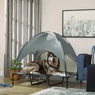 XL Elevated Dog Bed with Canopy, Portable Raised Dog Cot , View more