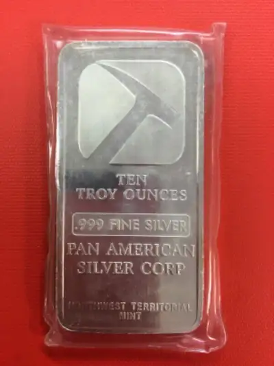 Pan American 10 Oz Silver Bar .999 Pure $6.50 Over Spot Per Oz Pan American 10 oz Silver Bar is a si...