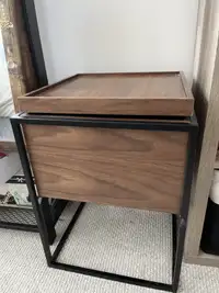 Square rotating wooden and black nightstand - $90