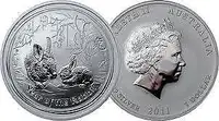 piece en argent/silver bullion Rabbit lunar II 2011 1 oz