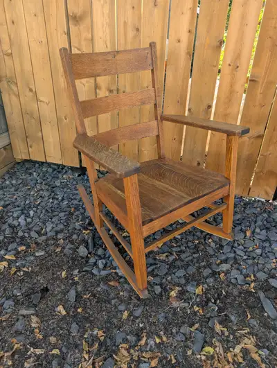 Antique Mission Style Wood Rocking Chair - Excellent Condition, View more