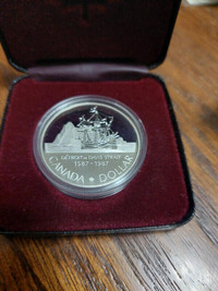 1987 Canada 400th Anniversary John Davis Silver Dollar Coin.