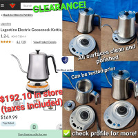 CLEARANCE! Lagostina Electric Gooseneck Kettle Stainless Steel