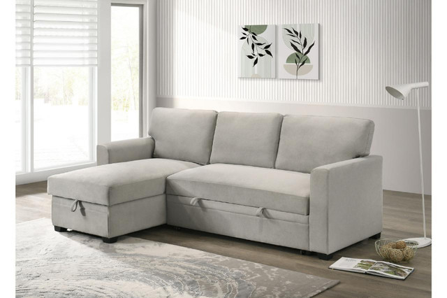 Reversible Fabric sectional with Pull-out Sofa bed and Storage in Couches & Futons in Vancouver - Image 2
