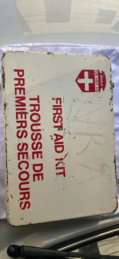 vintage metal first Aid kit, View more