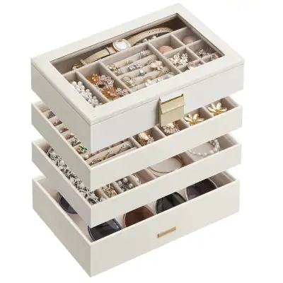 SONGMICS 4-Layer Stackable Jewelry Organizer Box – Cloud White Description: Keep your jewelry beauti...
