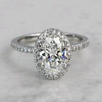 1.80 ctw Lab Oval Diamond Delicate Halo Ring,E-VS1,Excellent