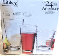 Libbey Acrobat Glassware Set 24 Glasses 3 Sizes New