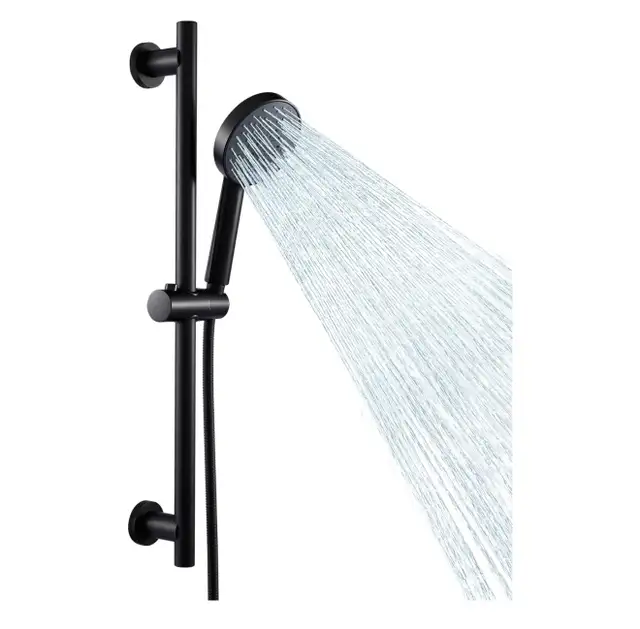 New Shower Head with Hose and Adjustable Shower Slide Bar/Black in Bathwares in Calgary - Image 2