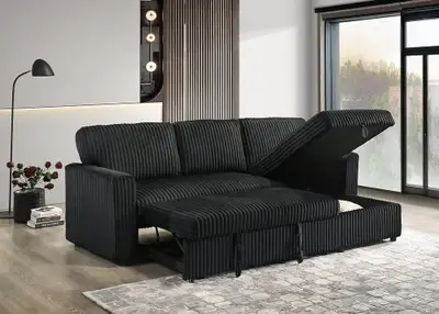 Corduroy Sleeper Sofa Black , View more