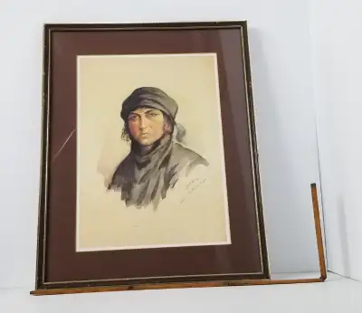 ** Item sold in Jul 2025 ** Entitled: The Fortune Teller Bedouin woman original water colour portrai...