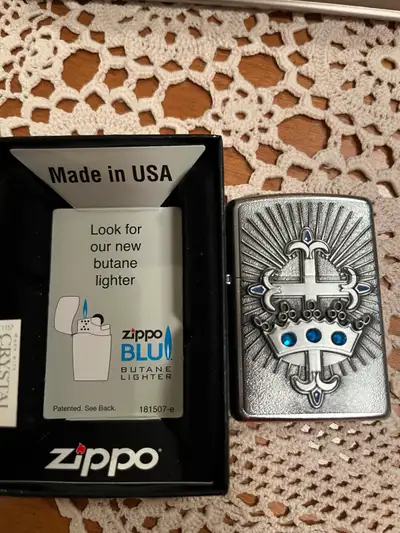 1 Crown & Cross with Blue crystal Swarovski stones 3D sealed $125 - 2 Mighty Wizard blue crystal 3D...