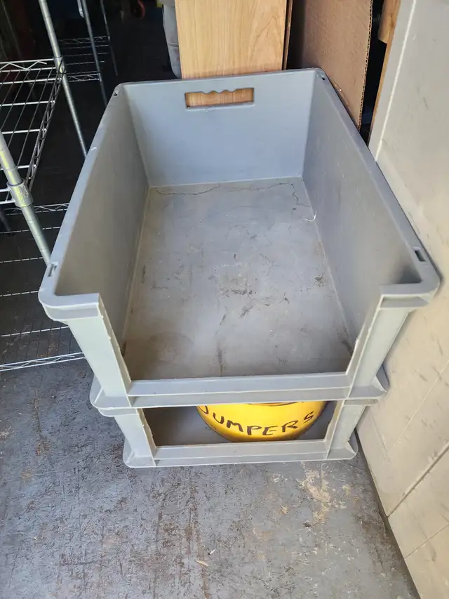6 Pc. Stackable Industrial Bins Totes Out Of Hard Thick Plastic in Tool Storage & Benches in Windsor Region - Image 7
