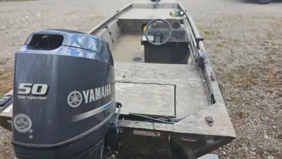 2013 G3 16.5' Jon Boat w. Yamaha F50LA with controls. Less than 100 hrs on unit. Steering column w....