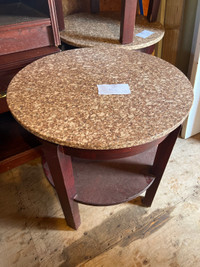 End tables with stone tops 