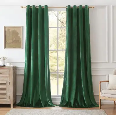 New emerald green velvet curtains , View more