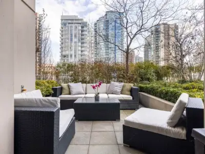 Live in the heart of Vancouver while enjoying your own private green escape. This modern fully furni...