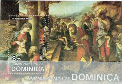Un FEUILLET - SOUVENIR / SOUVENIR SHEET de DOMINICA, "ART ITALIEN. "450th Anniversary of the Death o...
