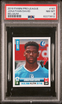 2018 Panini Jonathan David Rookie Sticker Belgium PSA8!!!