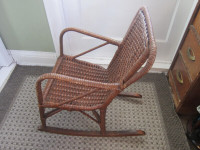 Antique ~ Child Size ~ Dark Wicker Rocking Chair