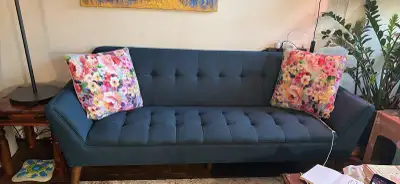 Mid-Century Modern Blue Sofa, View more