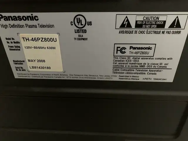 Panasonic TH-46PZ800U VIERA Plasma TV 46" Class in TVs in Gatineau - Image 3