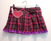 Plaid Hearts Lolita Punk short Skirts ~Handmade!