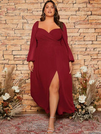 Bridesmaid Dress - Red plus size sweetheart neck