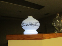 Vintage Currier & Ives Milk Glass Oil Lamp Base