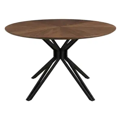 Brand New 47" Round Dining Table - Walnut Top & Black Metal Leg, View more