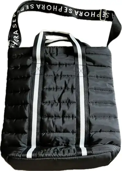 SEPHORA Black Quilted Puffy Large Cross Body Tote/ Travel -New!, View more