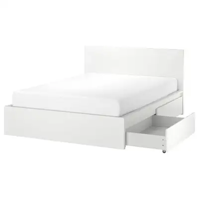Ikea MALM High bed frame with 4 storage boxes, View more