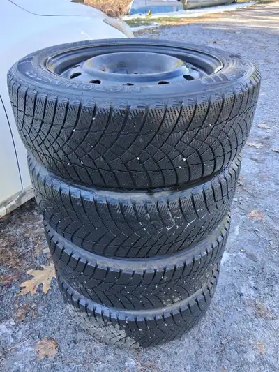 Mazda 3 Moto Master winter tires on rims, 205/55/16 lightly used.