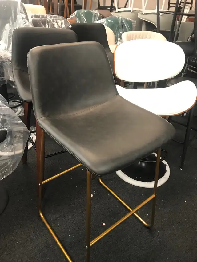 Modern Bar Height Stool, PU Leather Upholstered Stools  in Chairs & Recliners in Markham / York Region - Image 2