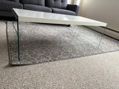 White Coffee Table with glass legs, View more