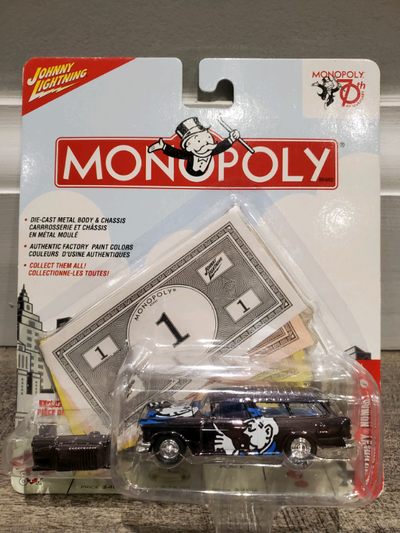Rare BNIB 2005 Release Item # 50501L 1:64 Diecast Johnny Lightning Monopoly 1955 Chevy Nomad 70th An...