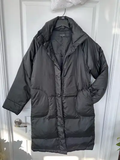 Black winter parka, View more