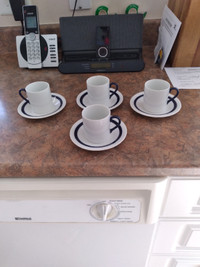 Demitasse Porcelain Cup & Saucer Set of Four