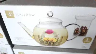 PERFECT GIFT: Teabloom Stovetop & Microwave Safe Glass Teapot, View more
